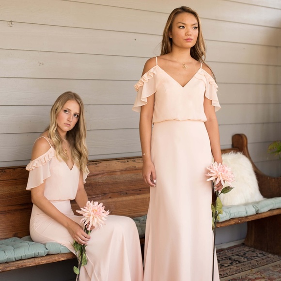 blush cold shoulder maxi dress